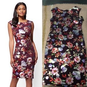 7th Ave Scoopneck Sheath Dress- Metallic Foil